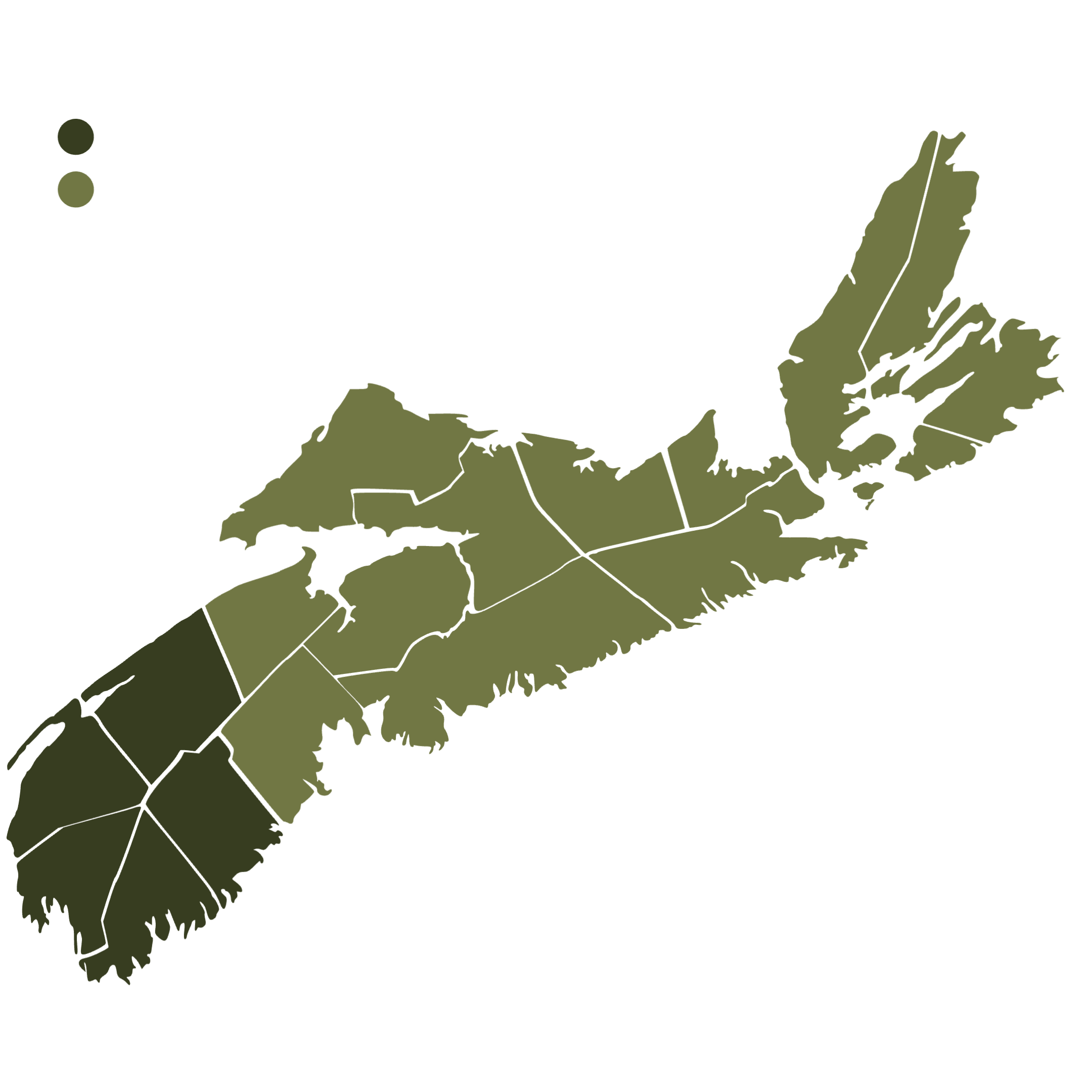 Map of operations in Nova Scotia